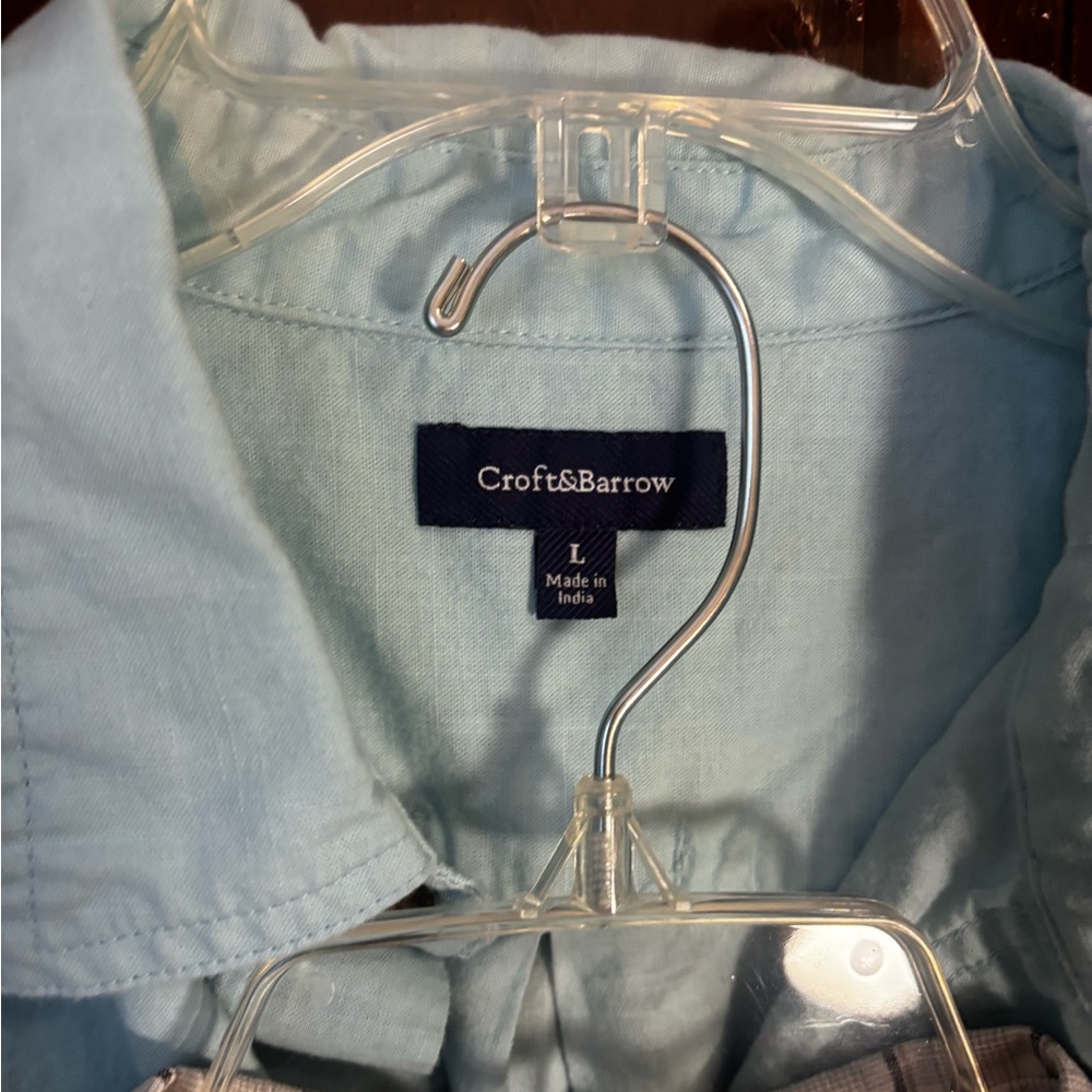 Men’s Utility Work Shirt Short Sleeve Button Front Blue L - Picture 4 of 4